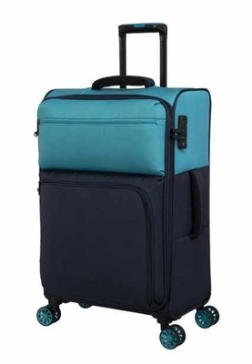 Two Tone Combination Softside Spinner Luggage Soft Carry On Suitcase Multi Pockets