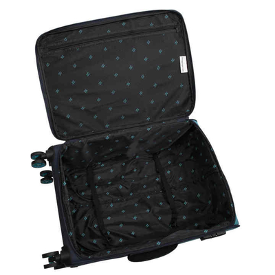 Two Tone Combination Softside Spinner Luggage Soft Carry On Suitcase Multi Pockets