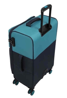 Two Tone Combination Softside Spinner Luggage Soft Carry On Suitcase Multi Pockets