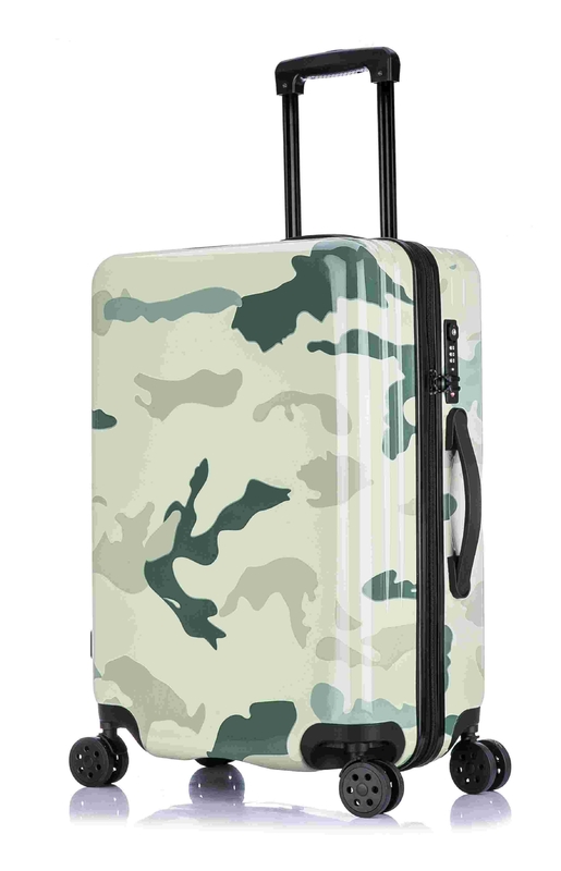 ABS Luggage Set 3 Piece Set With Camouflage PC Printing,   Recessed Plane Wheel Durable  TSA Lock  Aluminium Trolley